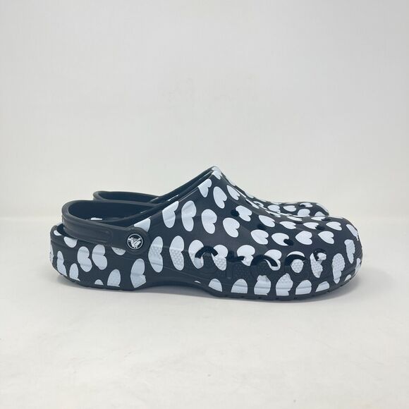 Crocs Heart Print Black Classic Round Breathable Clogs Sandals Men\'s Size 13 main image 7